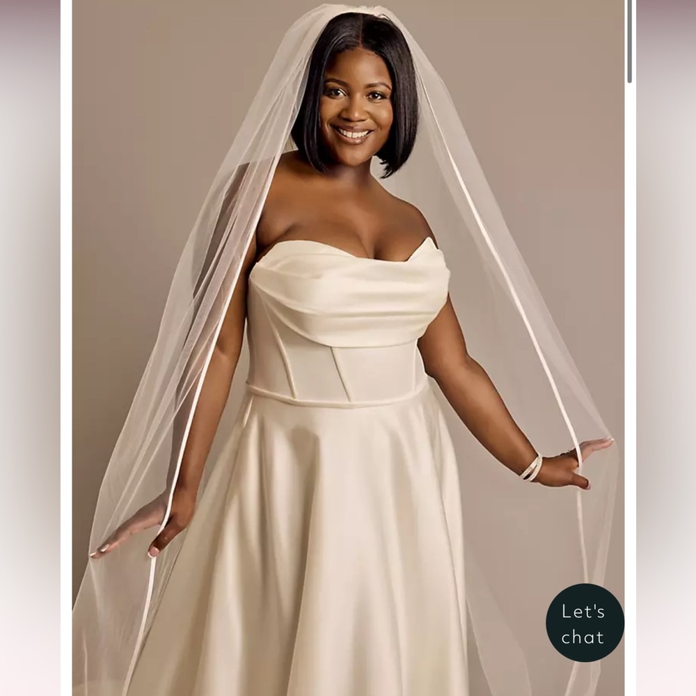 David’s Bridal Cathedral Veil with Satin Trim